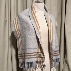Burberry pastel plaid cashmere/wool blend scarf